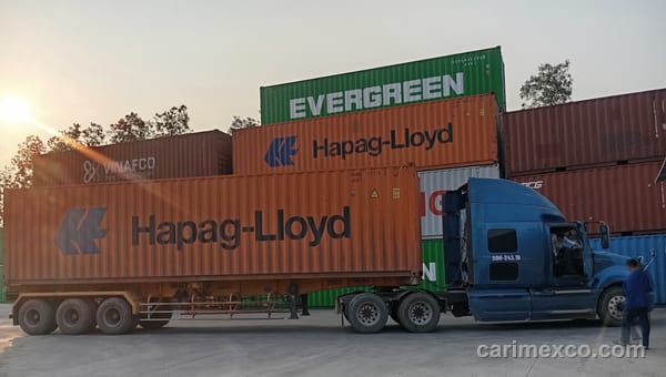 A CARIMEX tractor taking a container at the Nhon Trach yard, ready to leave for the port